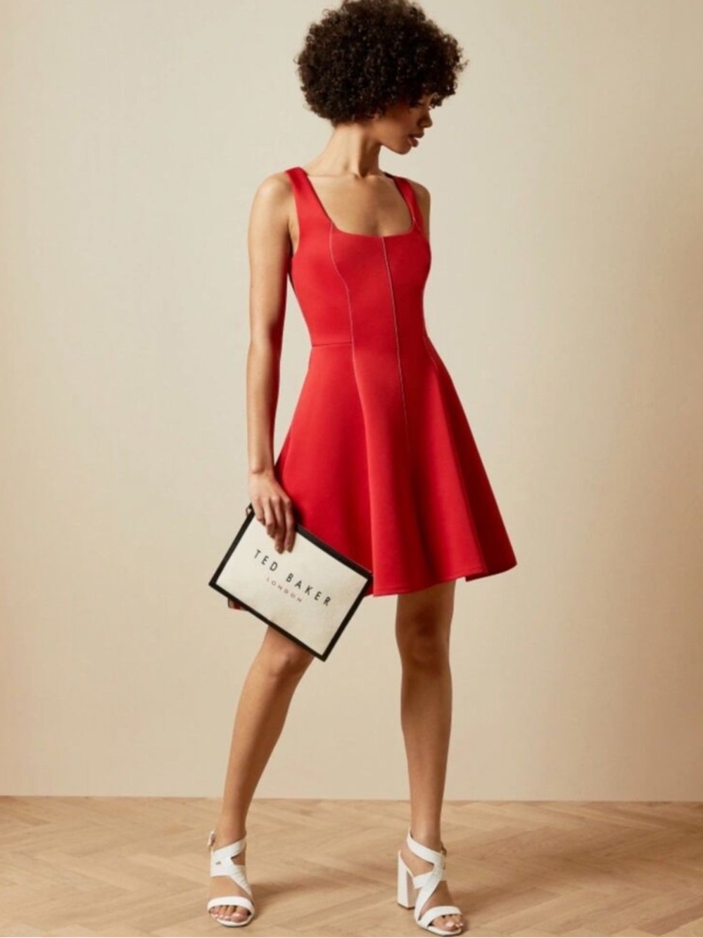 Ted Baker Red Sleeveless Fit-and-Flare Mini Dress